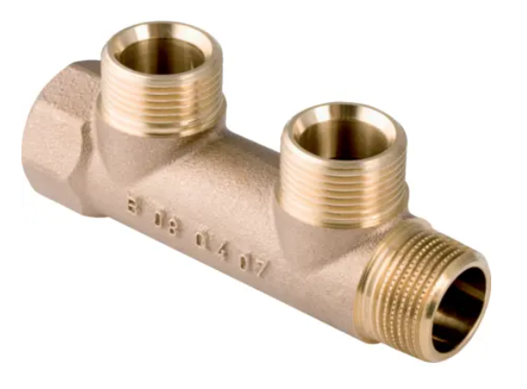 60242200100 Geberit 2-voudige verdeler brons aansl Rp3/4-R3/4 aftak EuG3/4